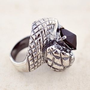 Sterling and Onyx Serpent Ring